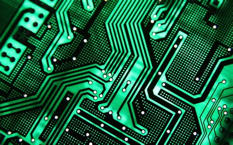 Download wallpapers green circuit board texture, technology, chip, microcircuit texture, Printed ...