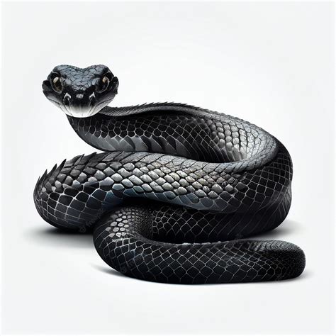 Serpiente mamba negra venenosa en una pose de amenaza antes del ataque, aislada en blanco | Foto ...