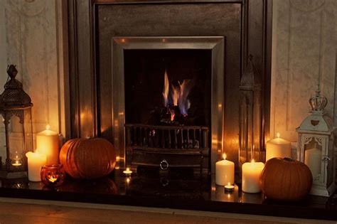 Cozy Autumn Evening, Fall, fireplace, lanterns, Autumn, pumpkins ...