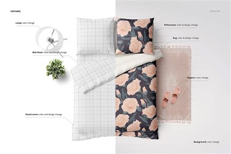 Bedding with Euro Pillows Mockup Set :: Behance