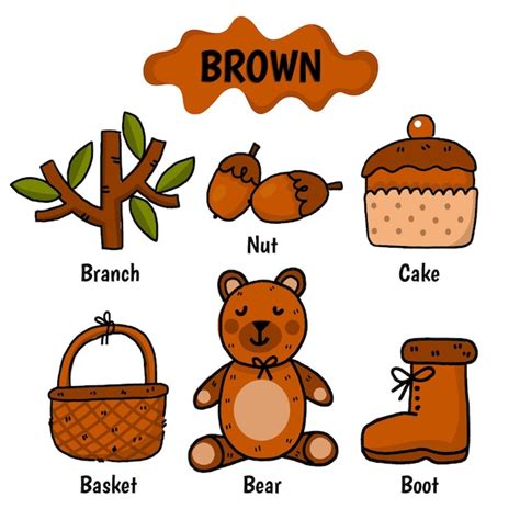 Free Vector | Brown color with vocabulary set in english