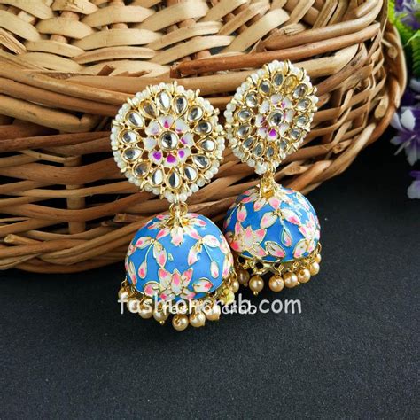 Bollywood Style Dark Blue Jhumka Earring | FashionCrab.com