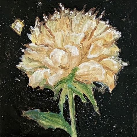 YELLOW PEONY. flower painting Painting by Valentina Reymer Brazhnikova | Saatchi Art