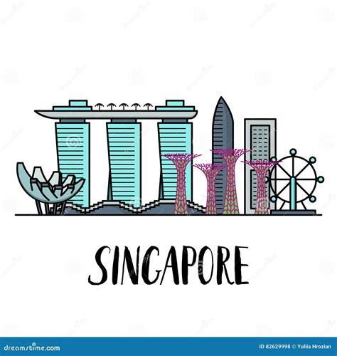 Singapore Travel Landmarks Cartoon Vector | CartoonDealer.com #57370937