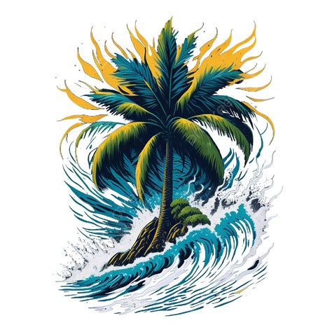 Stunning Palm Tree Illustration With Transparent Background, Nature, Island, Palm Tree PNG ...