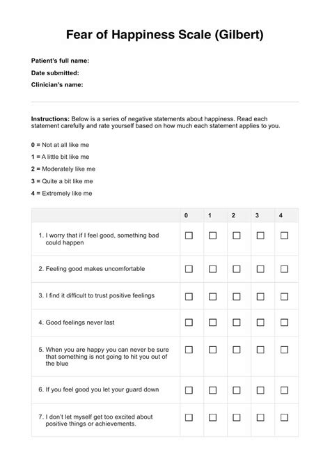 Fear of Happiness Scale & Example | Free PDF Download