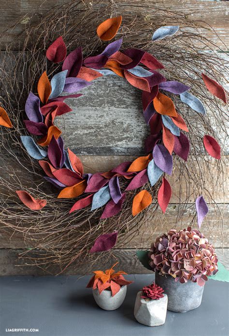 Felt Leaf Wreath for Fall - Lia Griffith