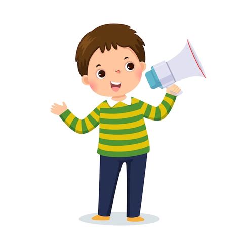 Premium Vector | Illustration cartoon of a little boy shouting by ...