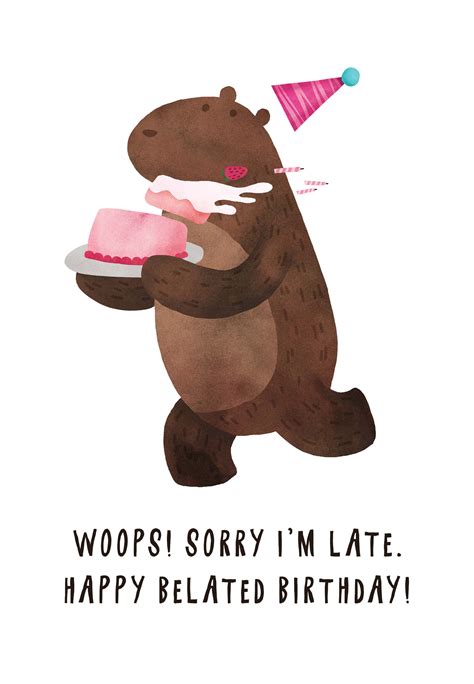 Belated Birthday Bear - Birthday Card (Free | Belated birthday, Birthday cards, Belated birthday ...