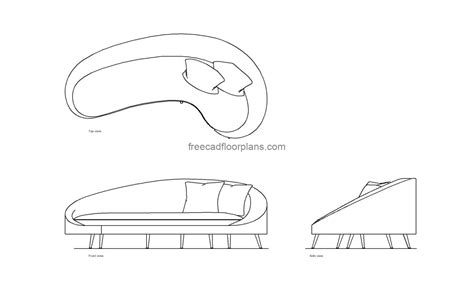 Curved Sofa, AutoCAD Block - Free Cad Floor Plans