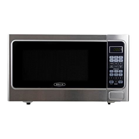 Bella 1.1 cu. ft. 1000-Watt Countertop Microwave Oven in Stainless Steel and Black-04294 - The ...