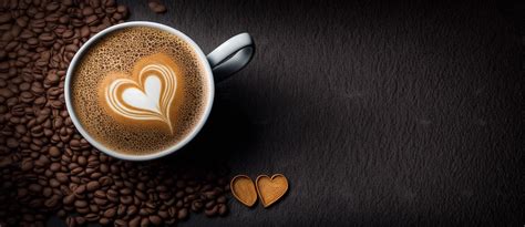 The cup of latte coffee with heart shaped latte art and . 23010450 ...