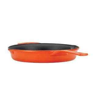 Rachael Ray 12 Inch cast Iron Open Skillet with Helper Handle, Orange