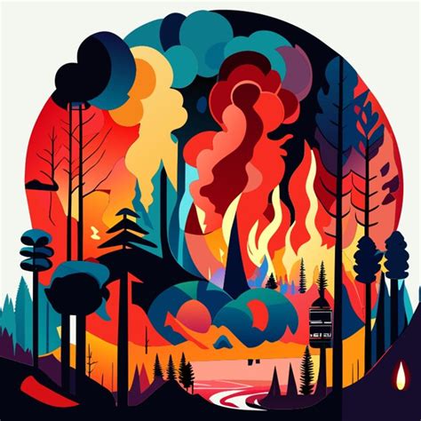 Premium Vector | Global warming is being caused by wildfires smoke ...