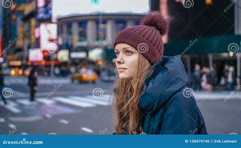 Beautiful Girl in the Streets of New York City Stock Photo - Image of ...