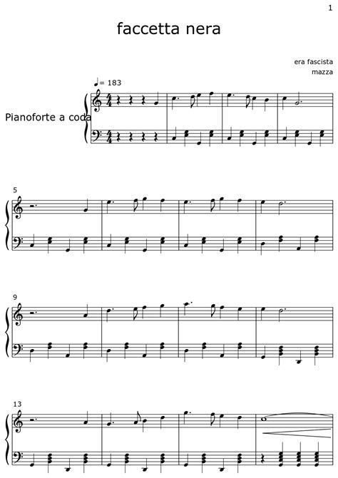 faccetta nera - Sheet music for Piano