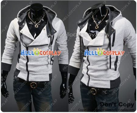 Assassin's Creed Cosplay Jacket With Hood Costume Light Gray