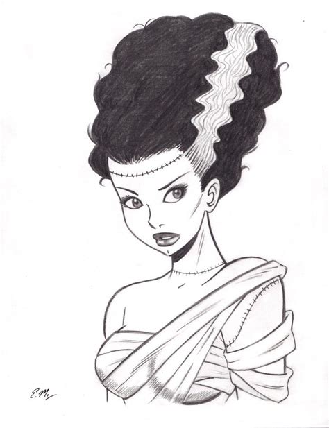 Bride of Frankenstein Cartoon | Bride of Frankenstein Commission by em-scribbles Bride Of ...