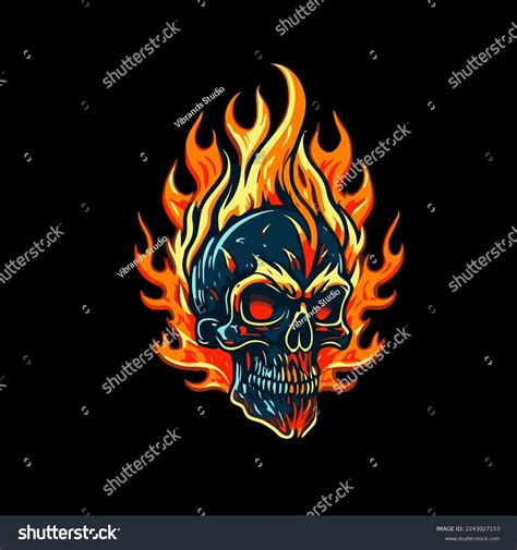 Vector Illustration Fire Skull Head Logo Stock Vector (Royalty Free) 2243027153 | Shutterstock