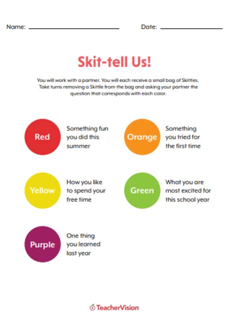 A Getting To Know You Icebreaker Using Skittles | Get to know you activities, School icebreakers ...