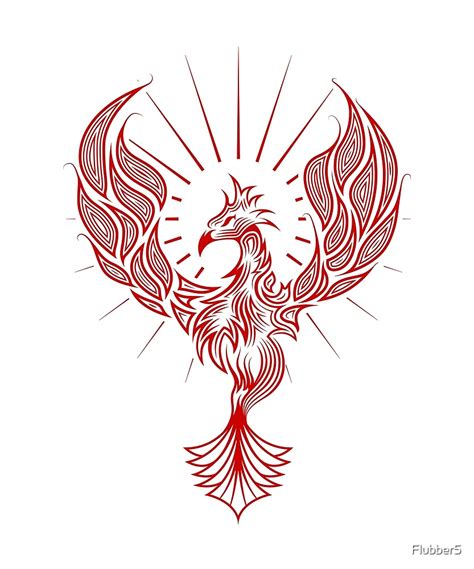 "Tribal Phoenix Bird Tattoo Rising in Red" by Flubber5 | Redbubble