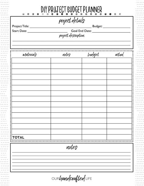 DIY Project Planner - Free Printable Project Planner - Our Handcrafted Life