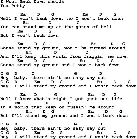 I Won't Back Down Tom Petty Chords | Chord Music Sheet App