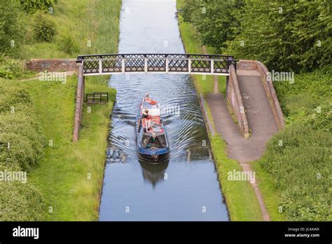 Canal boat travelling on the Birmingham to Wolverhampton canal, West Midlands Black Country ...