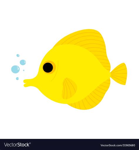 Yellow tang fish animal cartoon character Vector Image