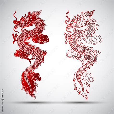 Illustration of Traditional chinese Dragon ,vector illustration Stock Vector | Adobe Stock