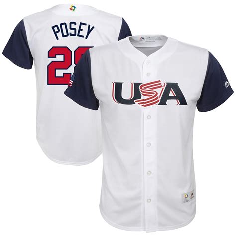 Majestic Buster Posey USA Baseball Youth White 2017 World Baseball Classic Replica Jersey