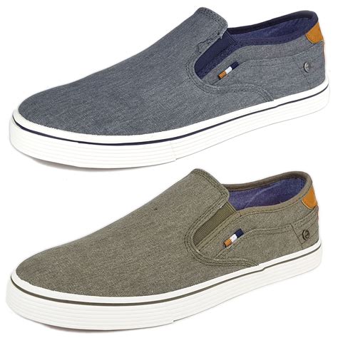 Mens Grey Canvas Slip On Shoes - bmp-cheese