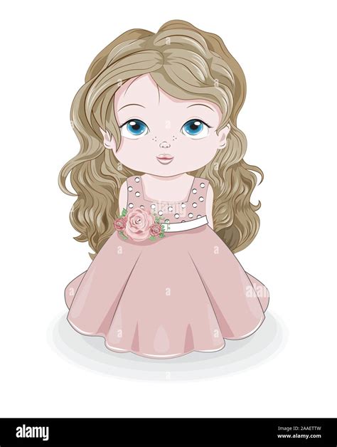 little princess baby girl In pink ball dress decorated with flowers ...