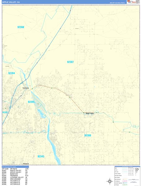 Apple Valley California Wall Map (Basic Style) by MarketMAPS - MapSales