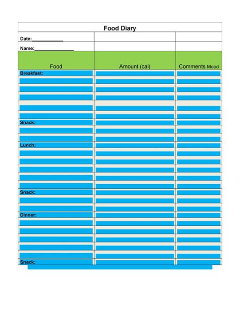 40 Simple Food Diary Templates & Food Log Examples