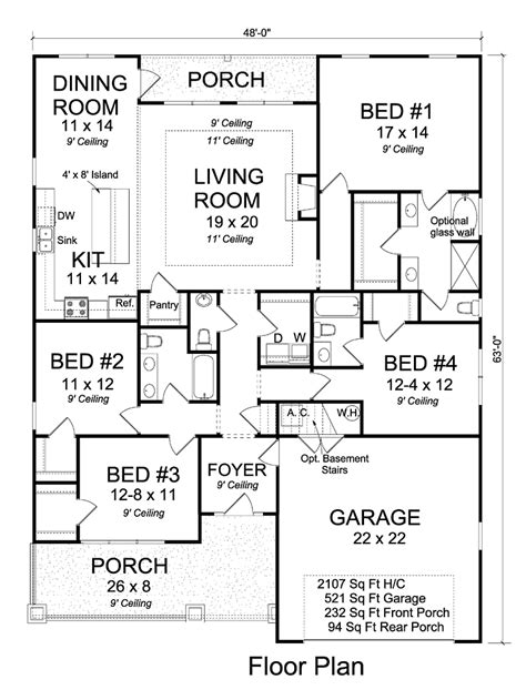 4 bedroom, 3 bath, 1,900-2,400 sq. ft. house plans