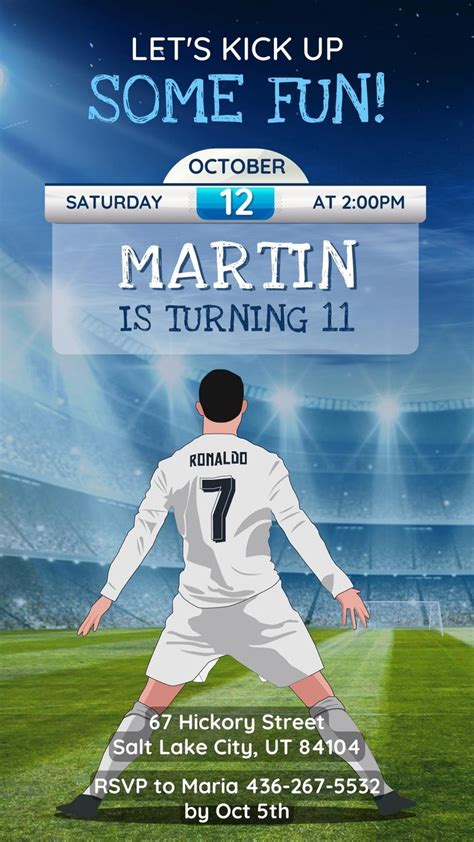 Cristiano Ronaldo Birthday Invitation Soccer Digital Party - Etsy Hong Kong