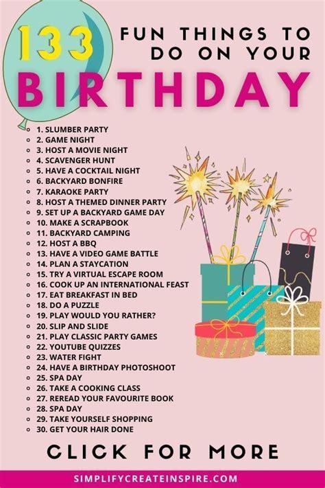 133 Fun Things To Do On Your Birthday To Make It Memorable | Birthday activities, Birthday party ...