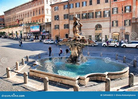 Fountain in Piazza Barberini in Rome, Italy Editorial Photography ...