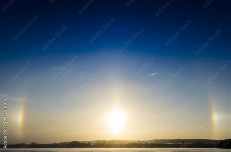 solar halo over the land, a rare naturel phenomenon Stock Photo | Adobe ...