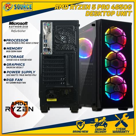 AMD Ryzen Gaming PC | Ryzen 5 4650g w/ Radeon Vega 7 Graphics 8GB RAM DDR4, 120GB SSD, 500GB HDD ...