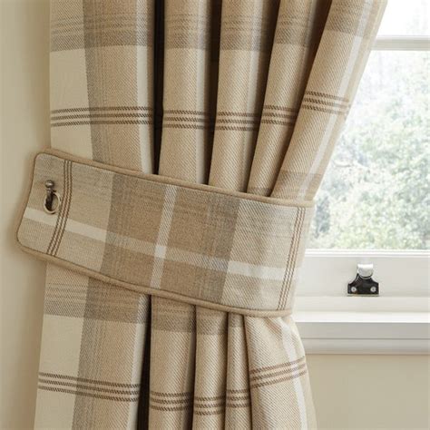 Highland Check Natural Tiebacks | Dunelm