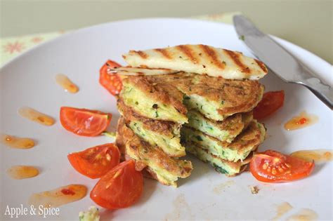 Apple & Spice: Courgette Fritters with Griddled Halloumi