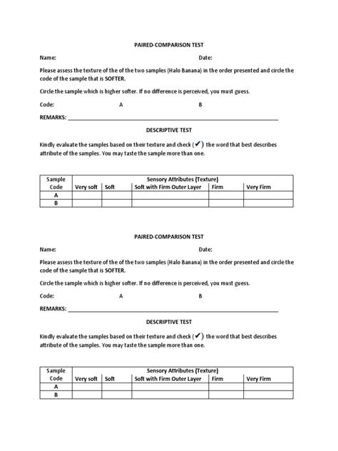 Sensory Test | PDF