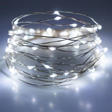 Battery Operated Lights - 30 Cool White Battery Operated LED Fairy Lights, Silver Wire