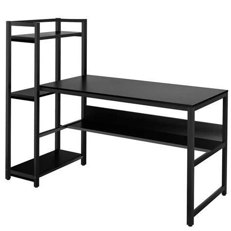 Costway 59 in. Black Computer Desk with 4-tier Storage shelves ...