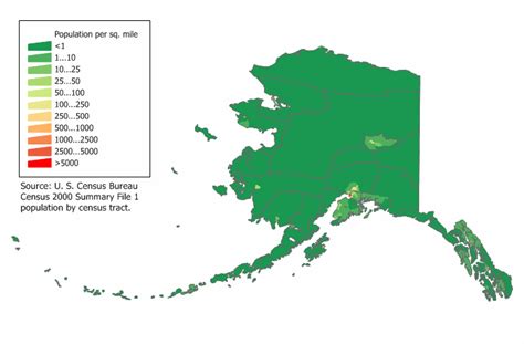 Population Density Map Of Alaska - Time Zones Map