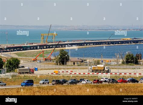 The Kerch Strait Bridge construction. Russia Stock Photo - Alamy