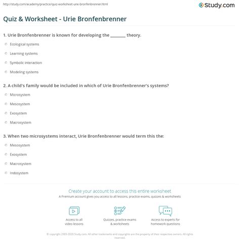 Quiz & Worksheet - Urie Bronfenbrenner | Study.com