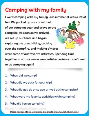 Camping with my Family - Reading Comprehension - Your Home Teacher